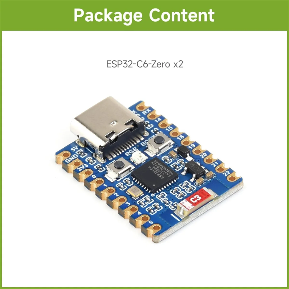2025 New- 2pcs ESP32 Development Board ESP32-C6 Mini Development Board Based on ESP32-C6FH4 Dual Processors 2.4GHz WiFi 6 & BT5