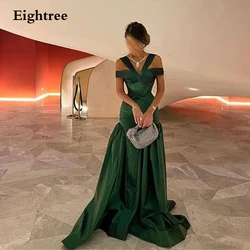 Eightree Emerald Green Prom Dress Mermaid Stain Vintage Pleat Long Evening Dresses Abendkleider Dubai 2023 Formal Occasion