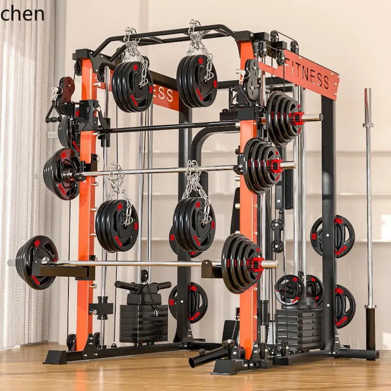 HT  Multifunctional Smith Machine Rack Home Gym Equipment Combo Set Bench Press Squat Rack Training Fly Bird Rack