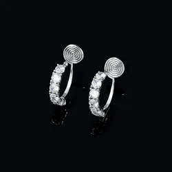 Fashion Simple Zircon Circle Earrings Hip Hop Wild Mosquito Coil Plate Ear Clip Without Ear Hole Jewelry Gift Hot Sale