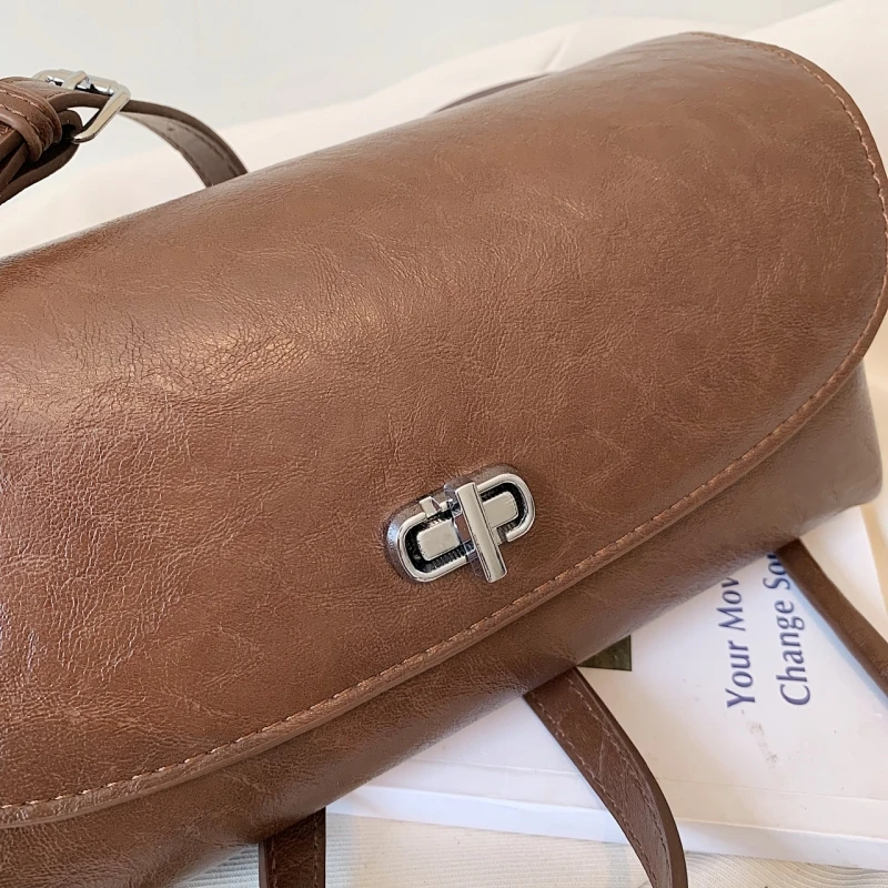 MOODS Retro Flap Crossbody Bags For Women PU Leather Pure Color Dual Straps Shoulder Satchels Bag With Turn Lock Casual Handbags