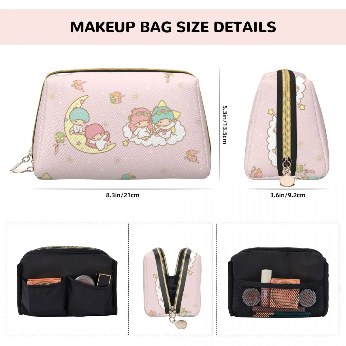 Sanrio Little Twin Stars Makeup Bags Fashion Large Capacity Toiletry Storage Bag Merch Woman Zipper Toiletry Case