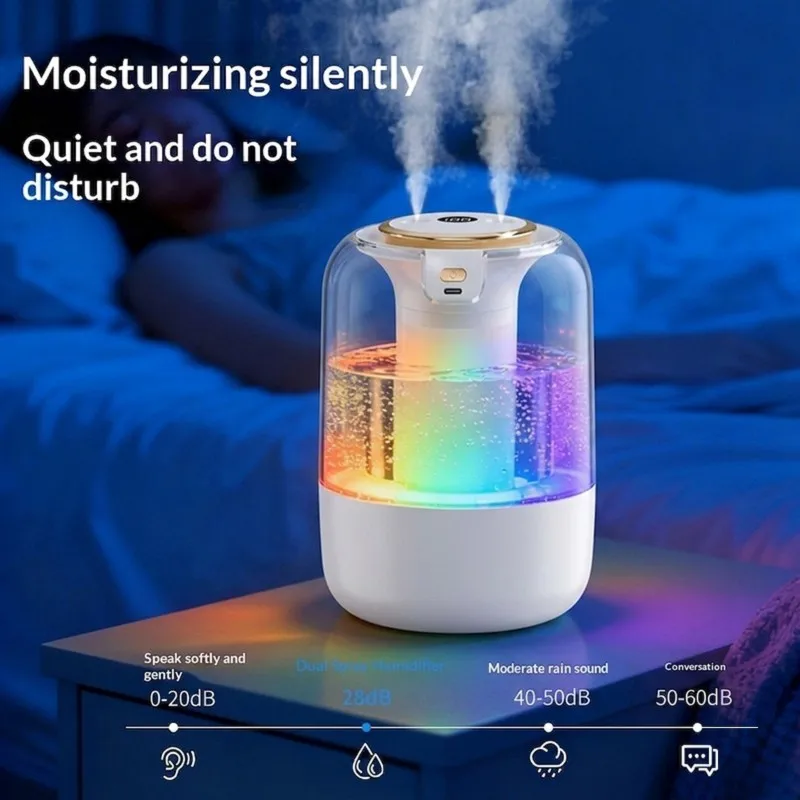 AC39-UV Light Filter For All Night Color Changing Humid Humidifier Quiet Operation Large Capacity Top Fill Design Adjustable