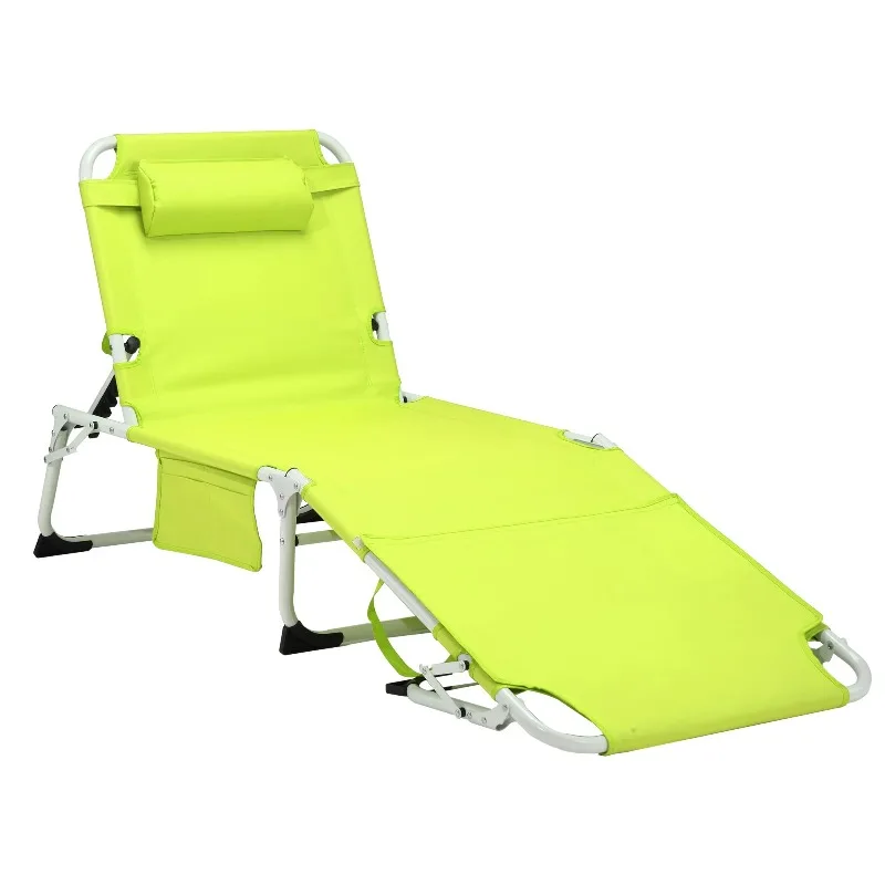 YTYINAdjustable Canopy Luxury Aluminum Folding Sun Tanning Chair Lay Flat For Garden Outdoor Beach Face Hole School Wareh