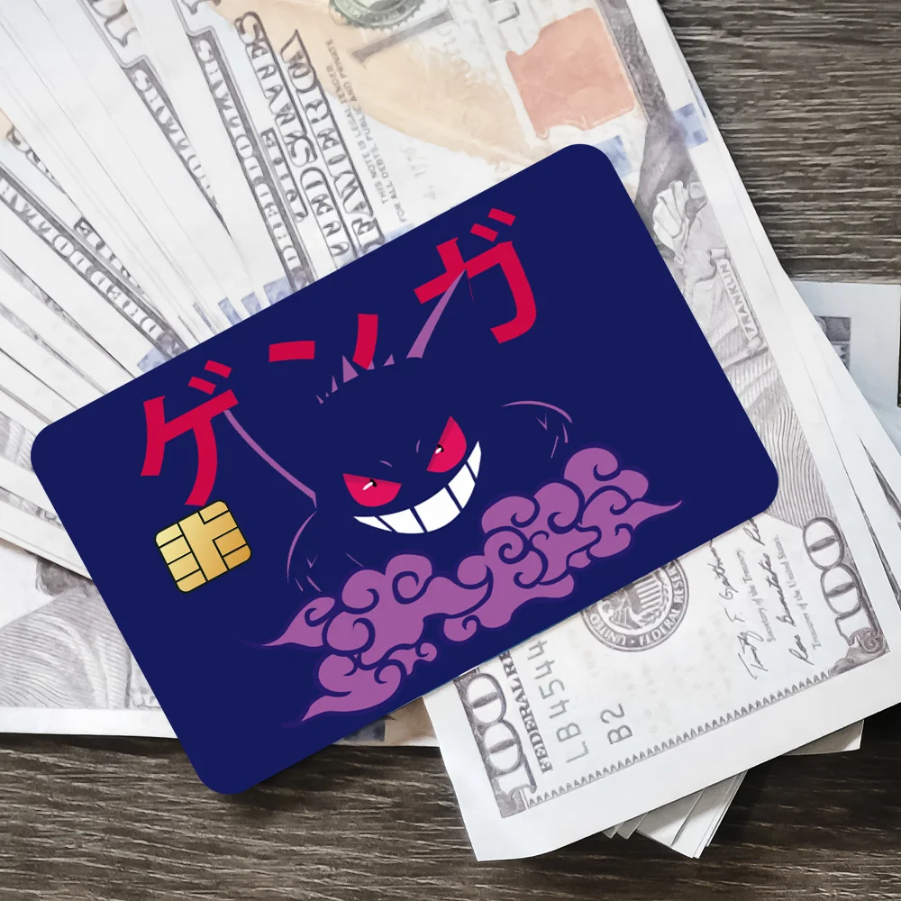 كارتون G-Gengar مقاوم للماء غطاء الجلد ملصقات بطاقة الائتمان 4 قطعة الخصم الجبهة الديكور حافلة البنك تمرير