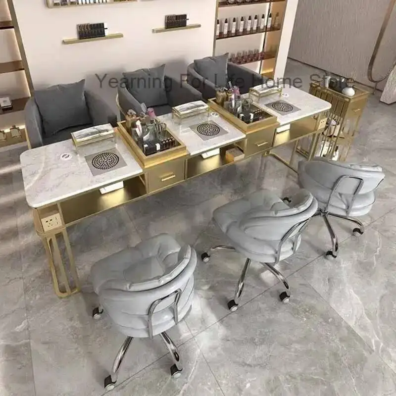 Barbershop Workstation Table Stand Accessories Manicure Nail Beauty Nail Table Modern Receptio Tavolo Per Unghie Salon Furniture