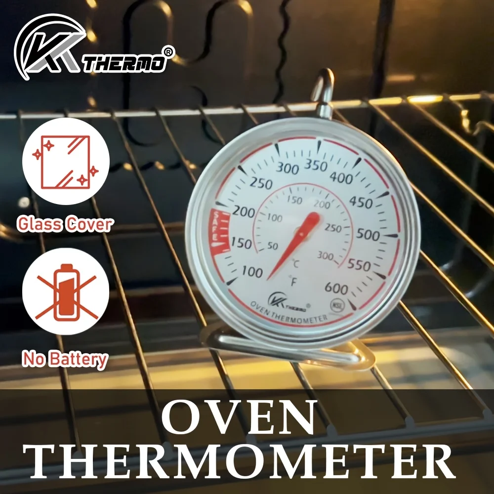 

Oven Thermometer, Dual-Scale, Stainless Steel, 360° Swivel Hook & Triangle Base, for Home Kitchen Cooking Meat Cooker