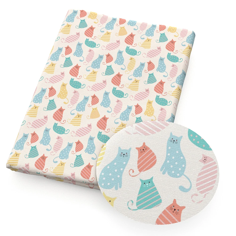 Animals Cute Cat Printed Polyester Pure Cotton Material By the Meter Patchwork Tissue Sewing Quilting Fabrics Needlework