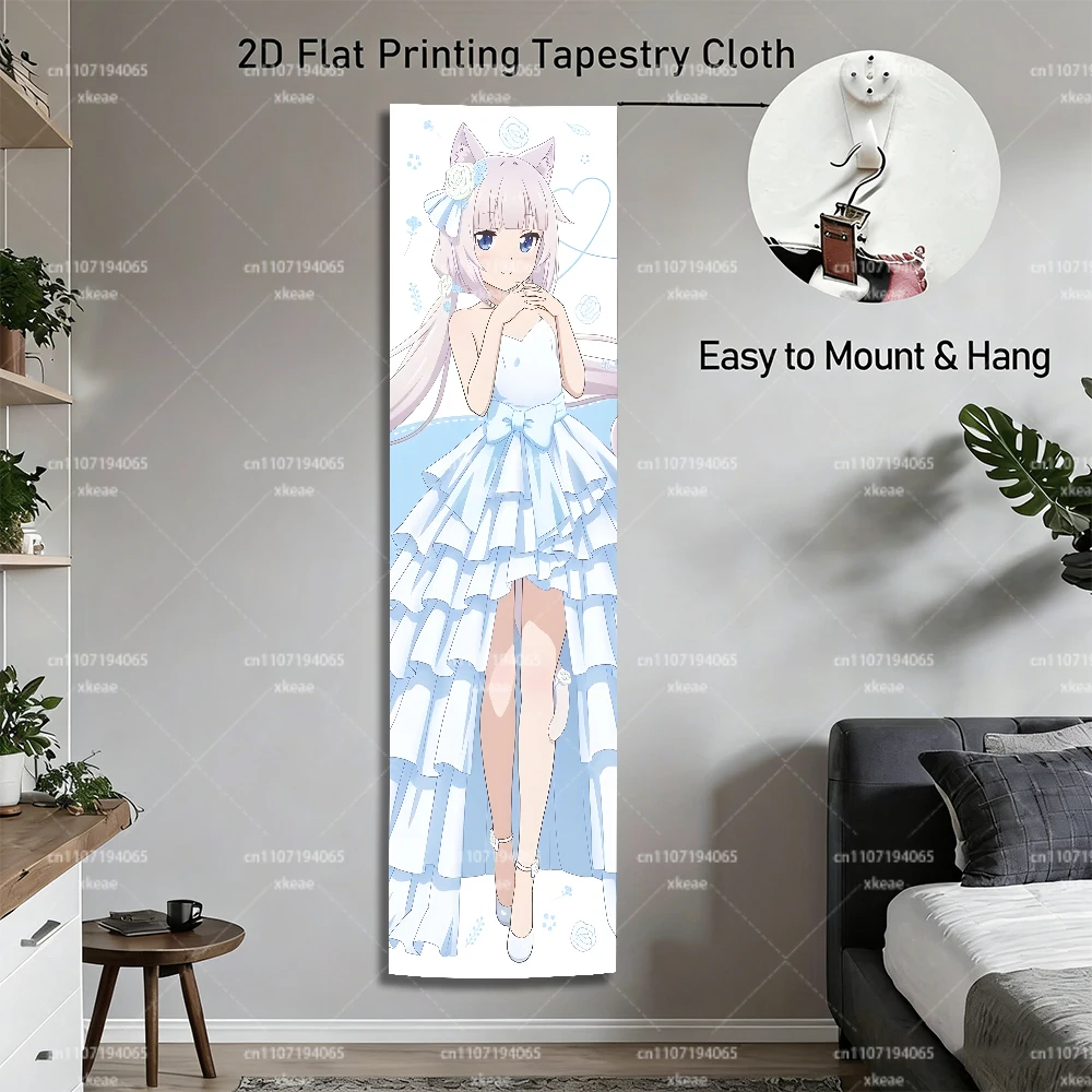 Nekopara Vanilla Wedding Dress Vertical Tapestry, Cute Cat Girl Wall Hanging for Bedroom Dorm Decor