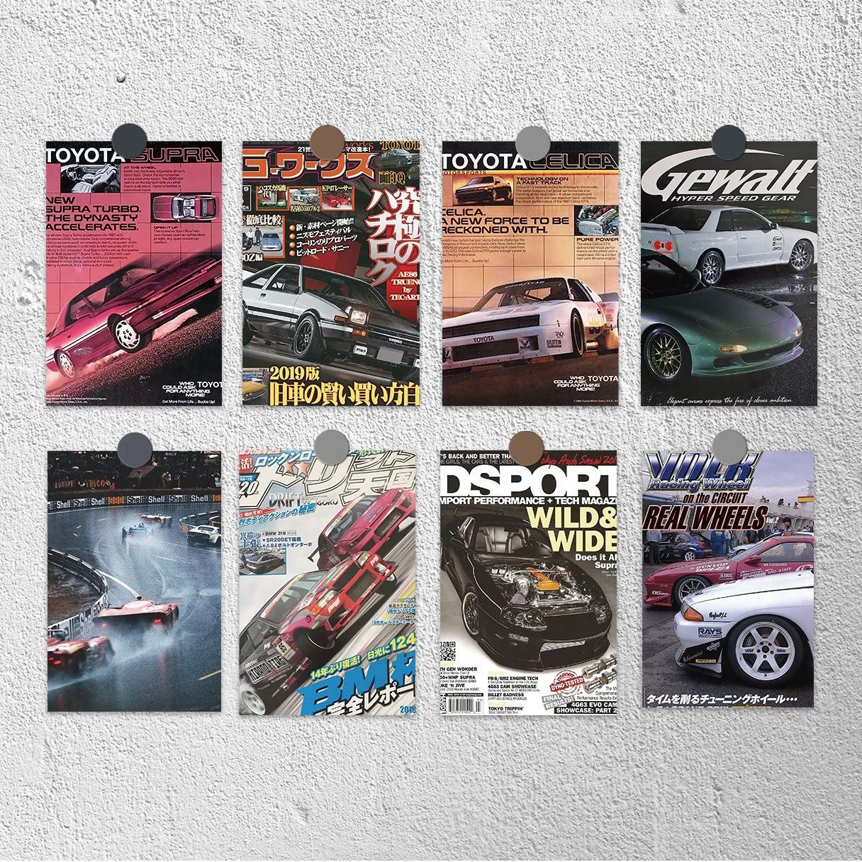 10pcs JDM Car Japanese Racing Retro Wall Collage Kit for Room Decor Aesthetic Posters Prints for Bedroom Teen Boys Kids Gift