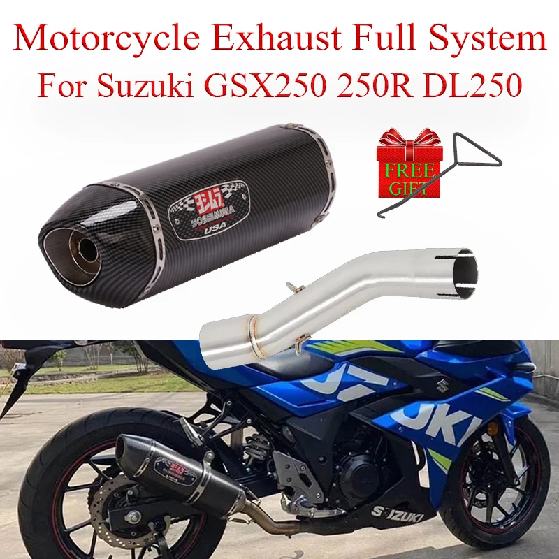 

Motorcycle Exhaust System Link Pipe Slip On For Suzuki GSX250 250R DL250 Modified Moto Escape Yoshimura Muffler DB Killer