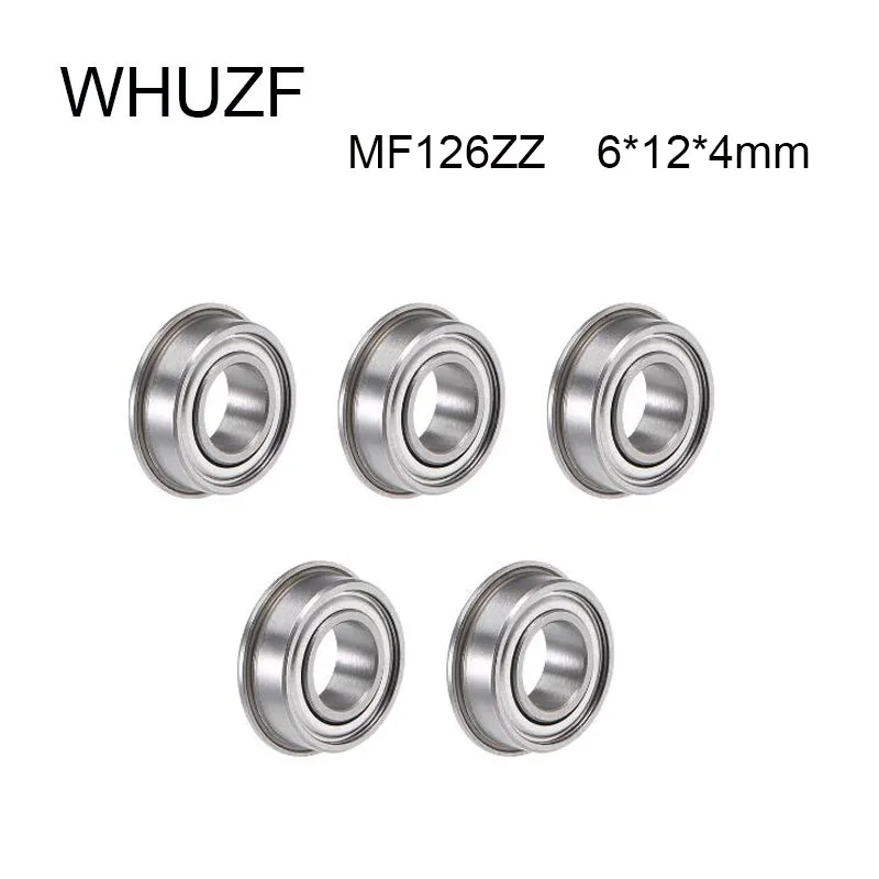 Free Shipping 10/20/50PCS MF126ZZ Flange Bearing 6x12x4 mm ABEC-5 Miniature Flanged MF126 Z ZZ Ball Bearings WHUZF