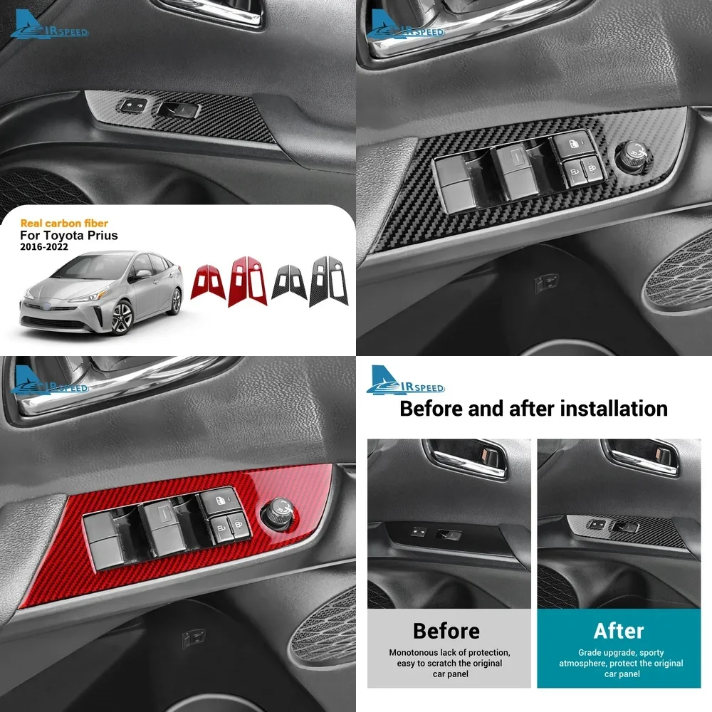 

Накладка на панель кнопок управления стеклоподъемниками из настоящего мягкого карбона для Toyota Prius 2016-2022 (левый/правый руль)