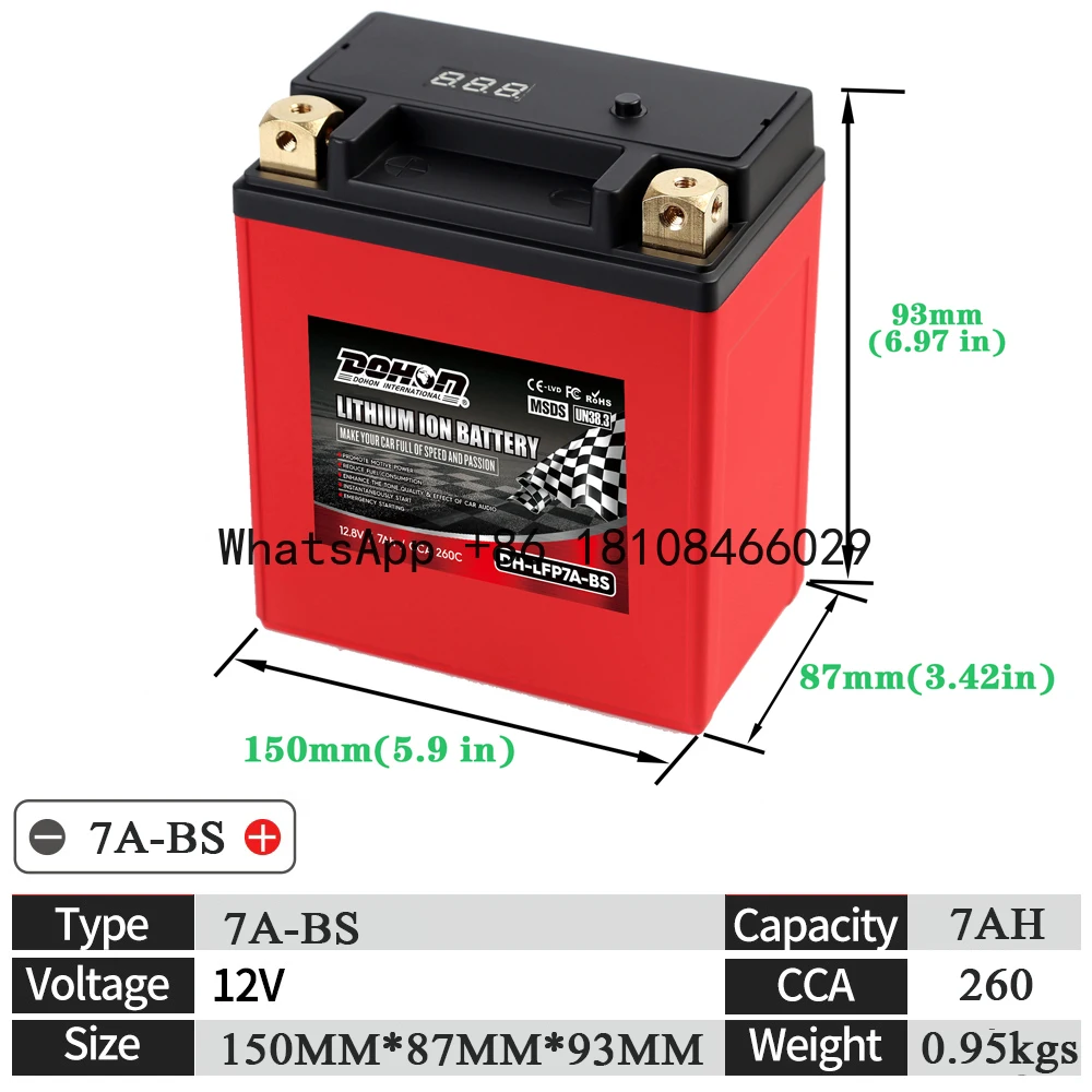 high performance 7A-BS 260CCA 2.2lbs Lightweight Motorcycle Scooter Battery Pack 12V lifepo4 lithium battery