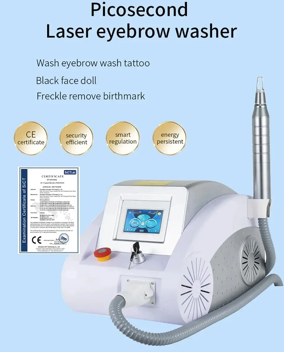 100W Piosecond Laser Wash Tattoo Wash Eyebrow Removal Laser Hair Removal Skin Whitening Mole Q Switch ND Yag 532nm 755nm 1064nm