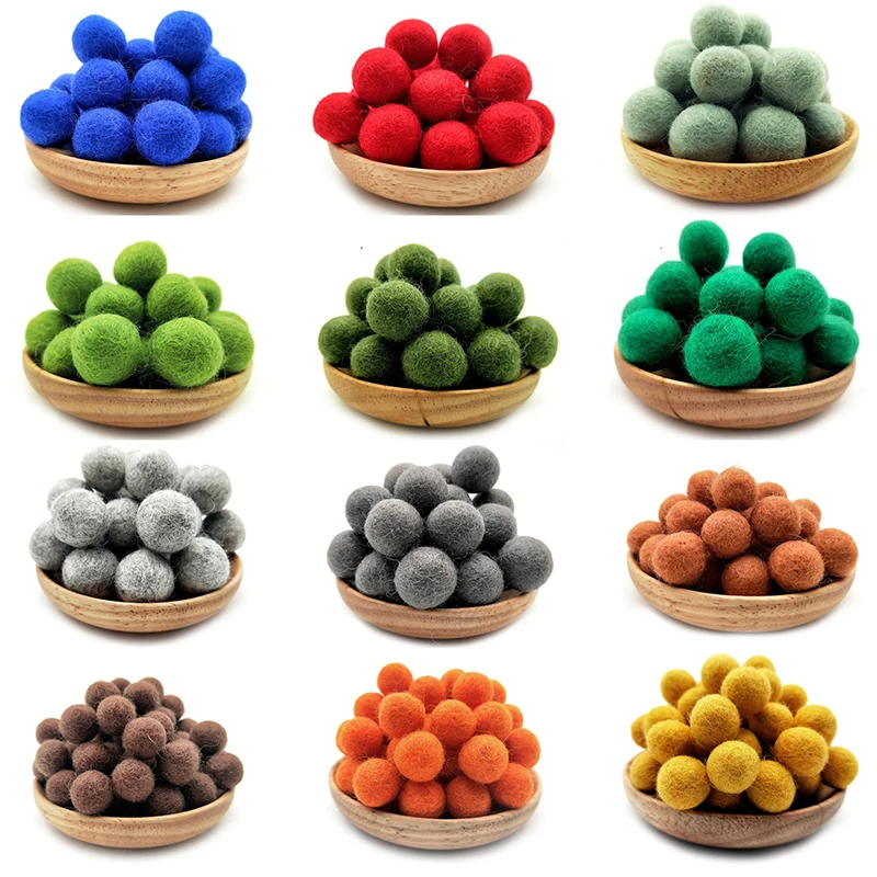 10pcs 15mm Wool Balls Colorful Round Felt Pompom Ball DIY Handmade Crafts Accessories Kids Toys Christmas Wedding Party Decor