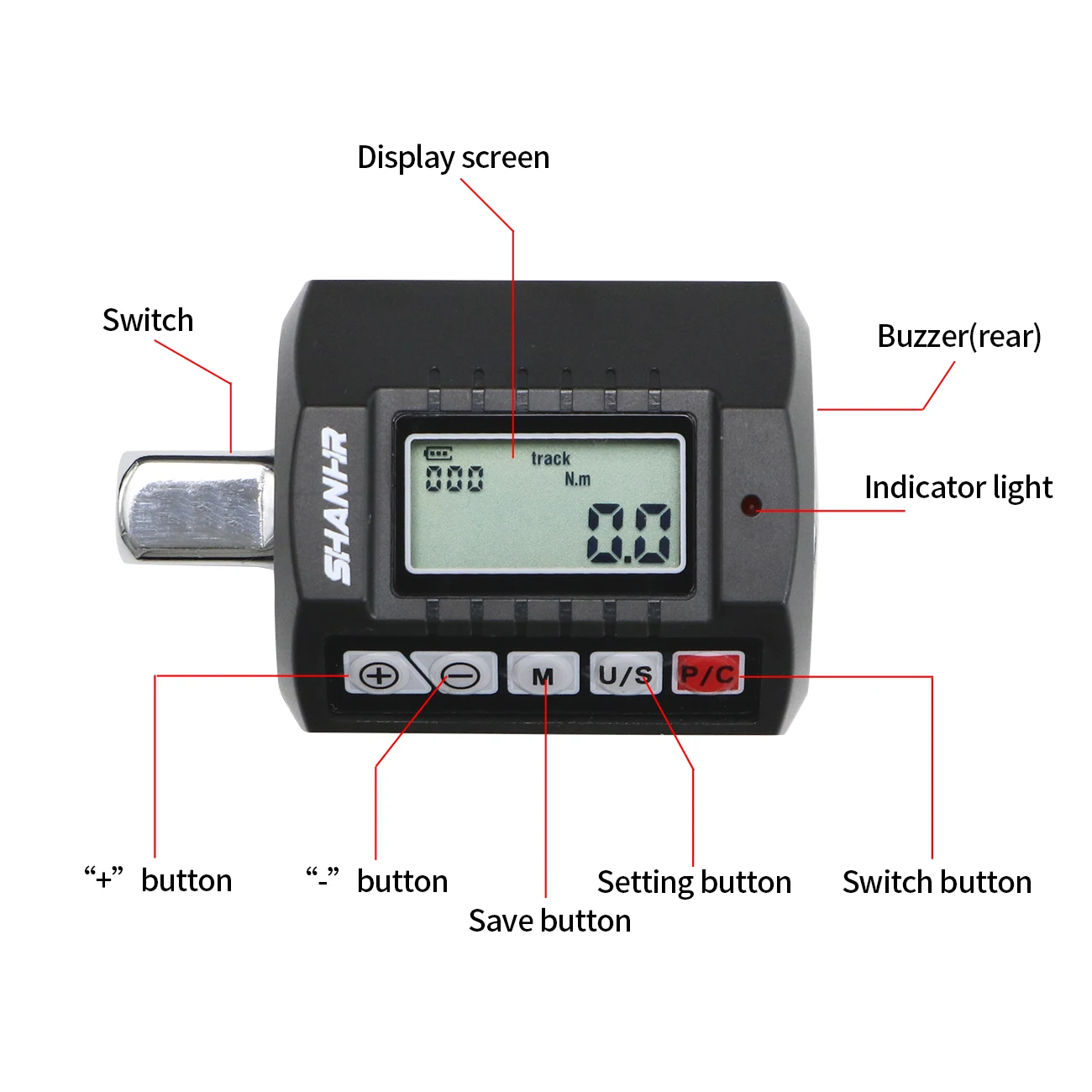 SHANHR Digital Torque Wrench Adapter Set 1/2