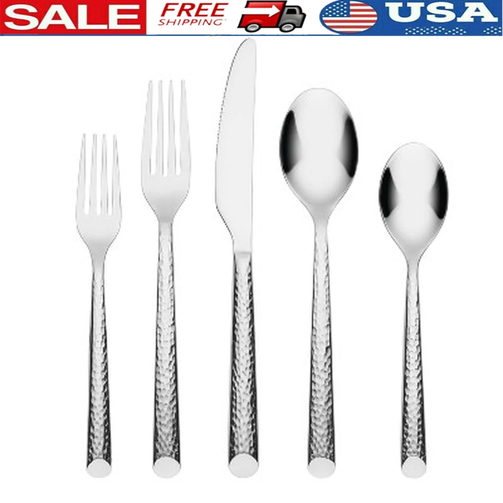 

20pc Stainless Steel Flatware Set Mirror Finish Service 4 Elegant Design Includes Forks Knives Spoons Dishwasher Safe