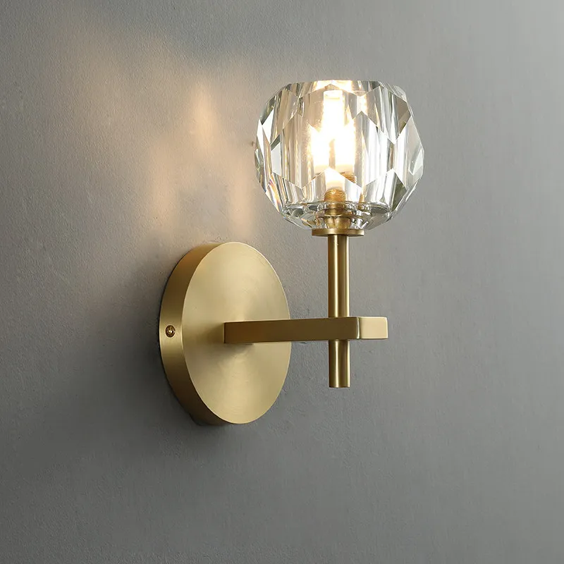 Modern Crystal Sconce Lamp G9 Wall Sconce Aisle Door Front Lights Sleeping Copper Wall Lights Bedside Lamp For Bedroom Fixtures