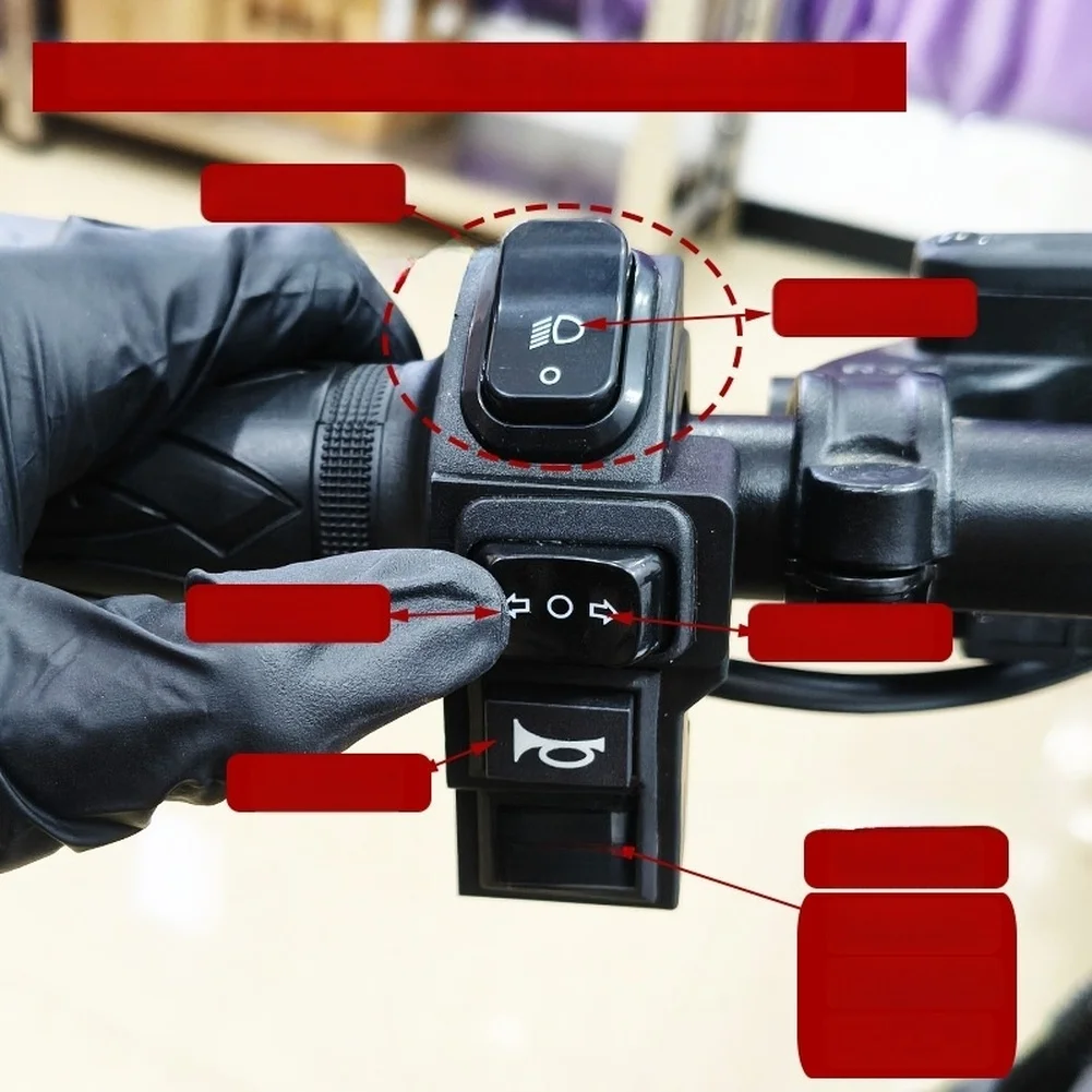 9-Pin Electric Headlight and Signal Switch for E-Bikes E-Scooters and Low-Speed Featuring Activation and Beam Control