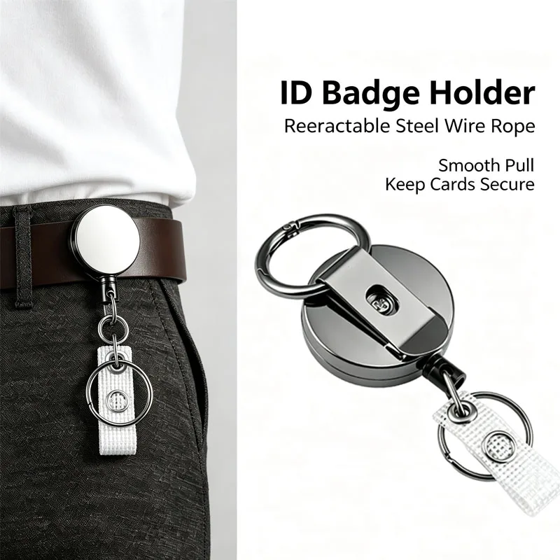 Retractable Keychain Metal Wire Keychain Pull Recoil Sporty Key Ring Anti Lost ID Card Holder Telescopic Chain Organizer YSL63