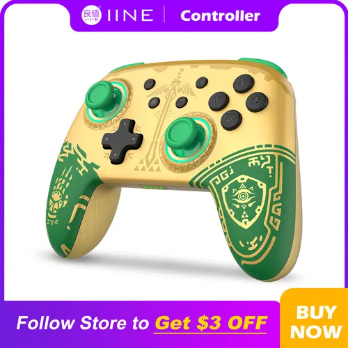 IINE Golden-Green Wireless Wake Up NFC Controller Compatible con Nintendo Switch/OLED
