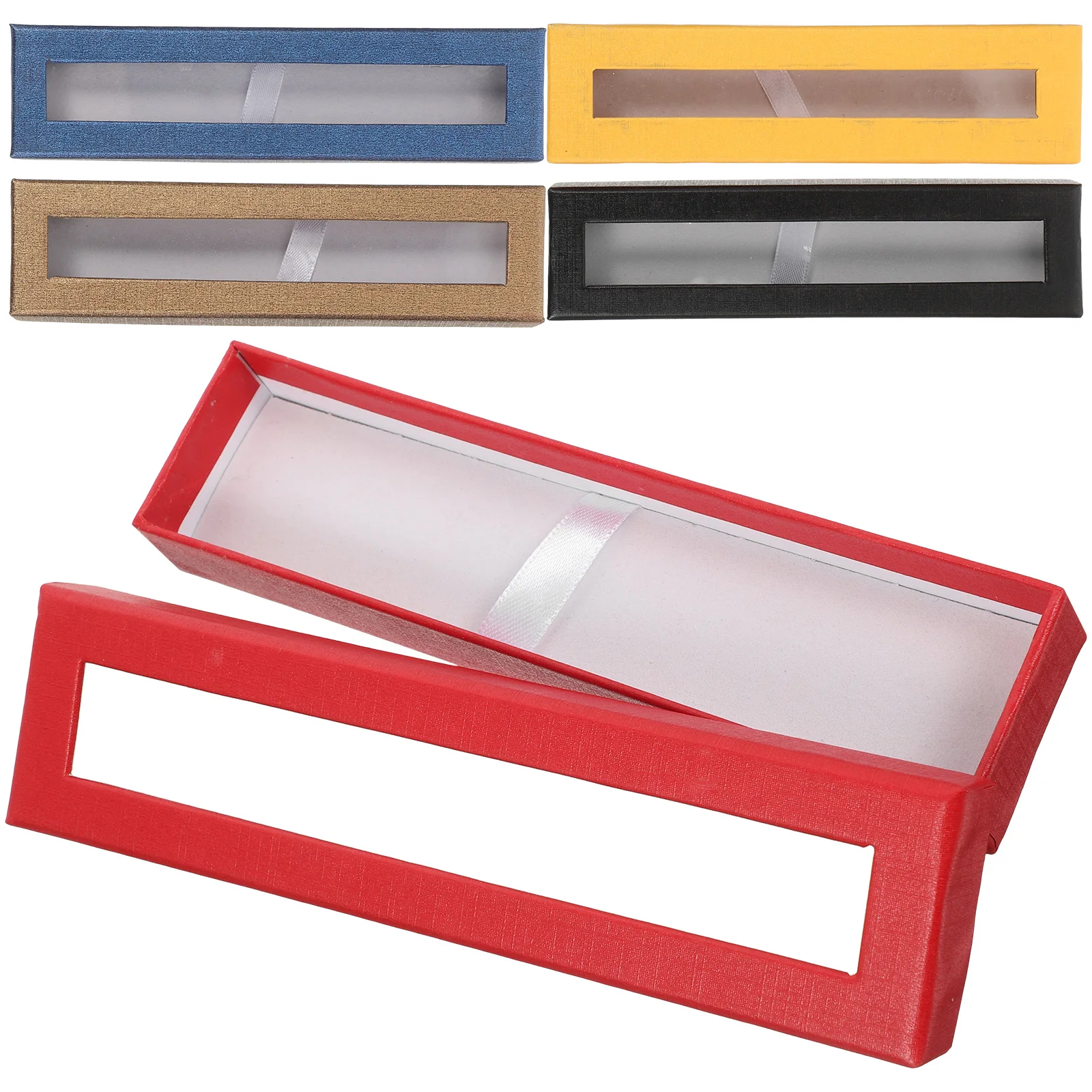 5 Pcs Gift Option Gift Box Transparent Window Organizer Storage Containers Fountain Pen Holder Empty Boxes Small Case