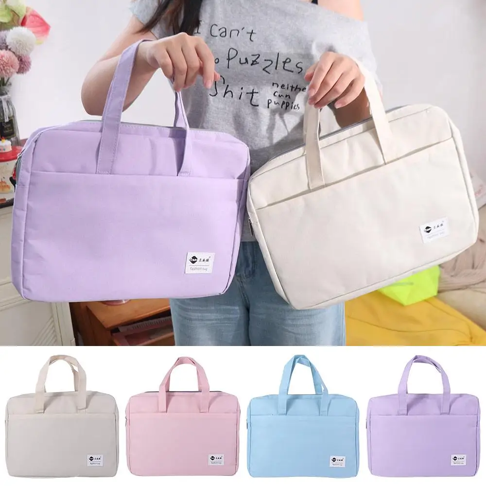 

Large Capacity Document Storage Bag Double Layer Oxford Cloth A4 File Organizer with Handle Lightweight Book Storage Bag Travel