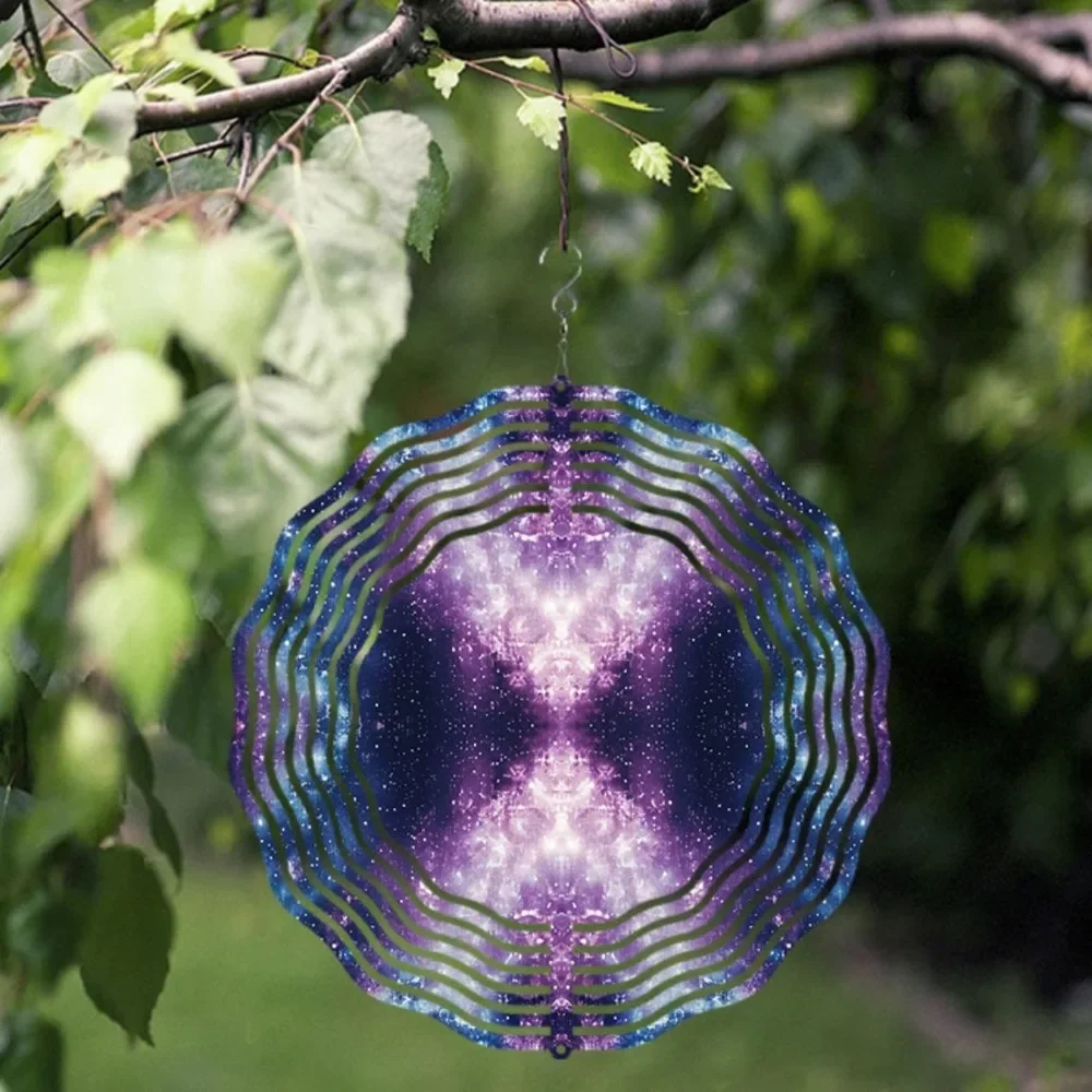 CIFBUY Wind Chimes 360 Rotating Metal Garden Spinner Cosmic Purple Blue Gold Hanging Ornament Decor for Patio Yard