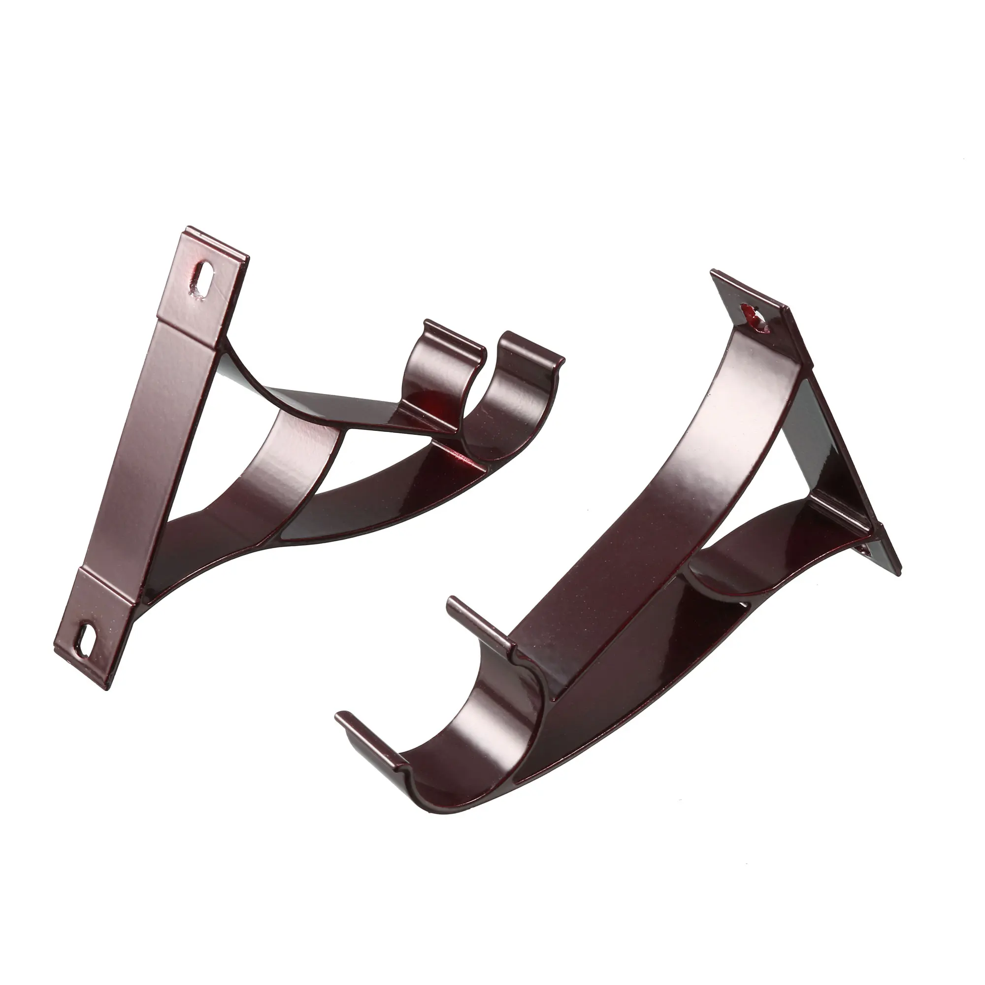 2Pcs 1" Dia Drapery Curtain Rod Metal Wall Mount Bracket 9.5X8Cm Coffee Color