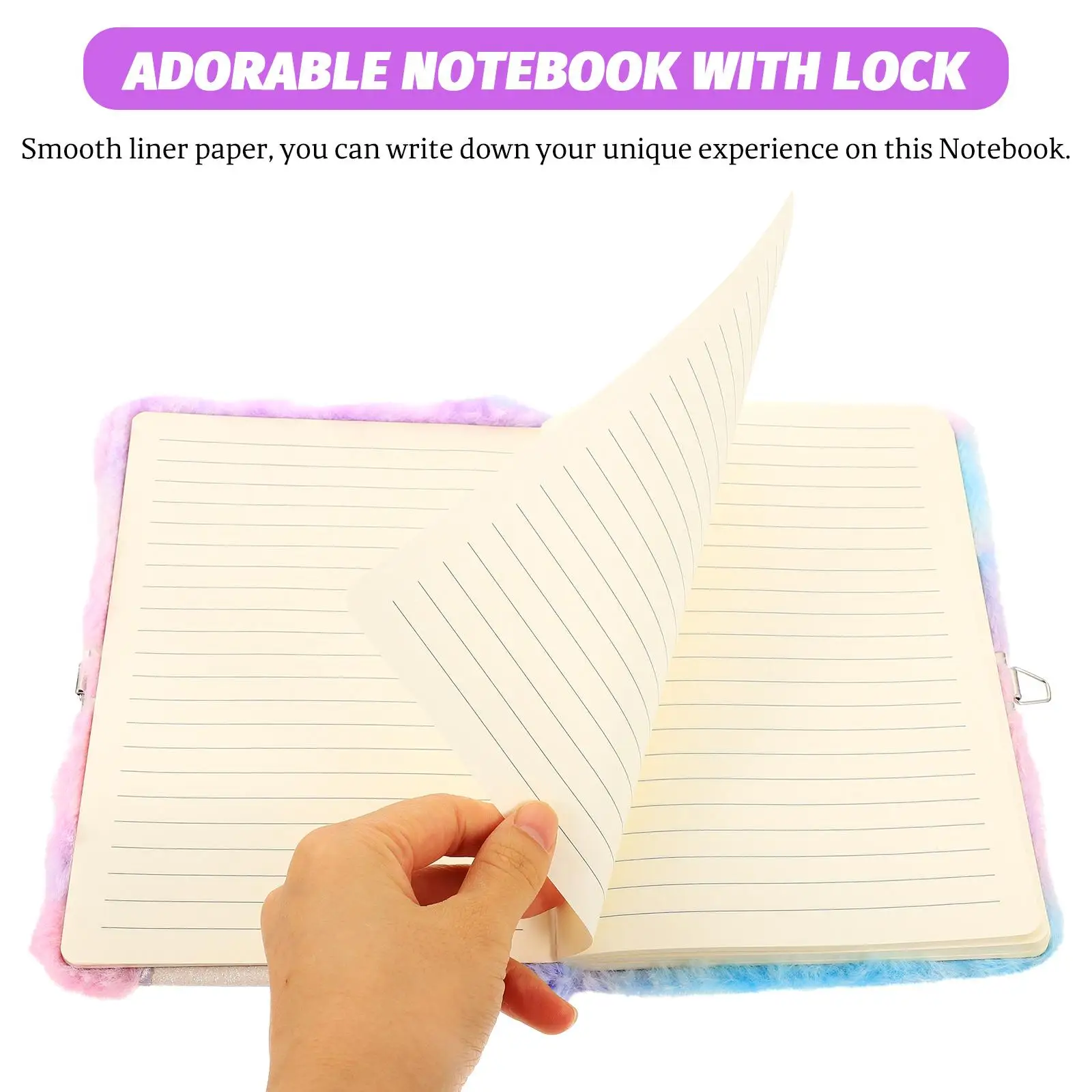 Plush Notebook Lock Adorable Writing Notebooks Girl Gifts Cartoon Plush Cover Diaries Student Travel Office Use