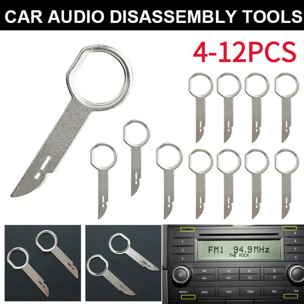 4-12Pcs Audio Sound Remover Key CD DVD Car Radio Remover Extractor Key Car Stereo Install Removal Tool For VW Audi Ford Skoda