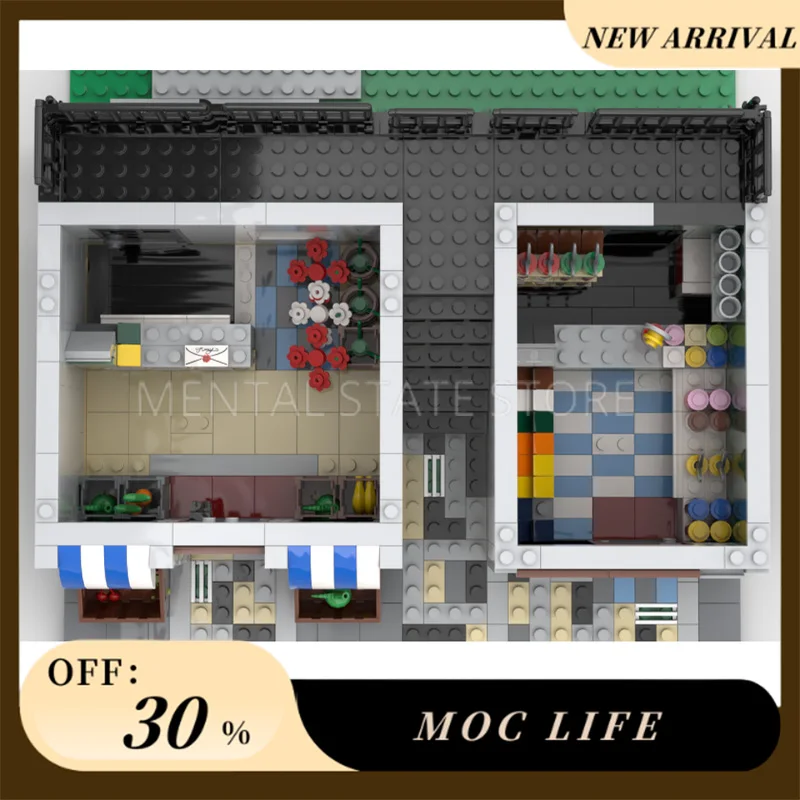 Novo 2202 pçs personalizado moc mercado, café & doce loja blocos de construção tecnologia tijolos diy educação criativa brinquedos presentes do feriado