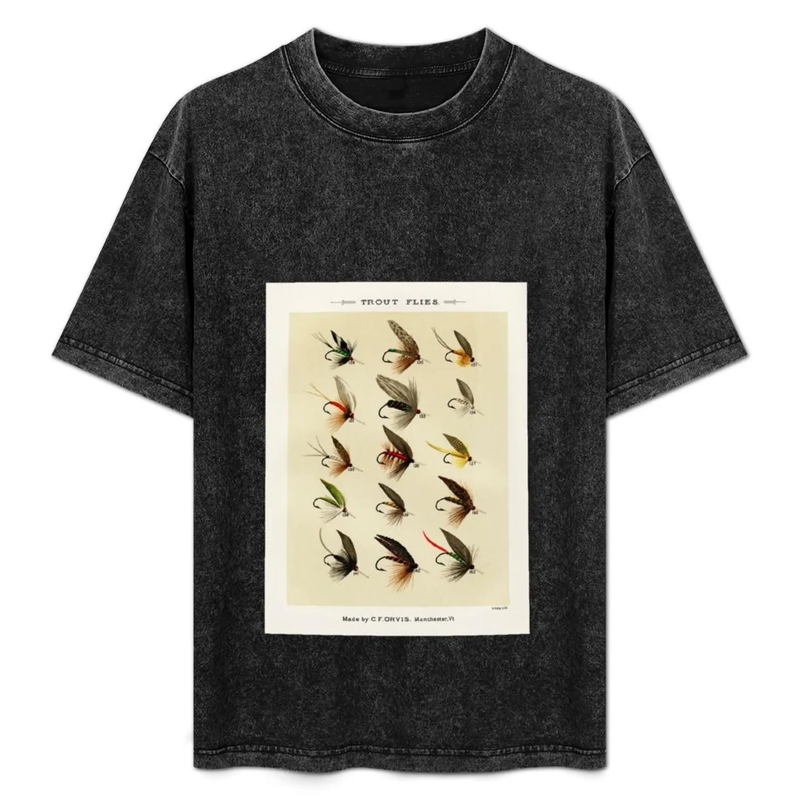 

Vintage Fly Fishing Print - Trout Flies T-Shirt Festival Short Sleeve T-Shirt