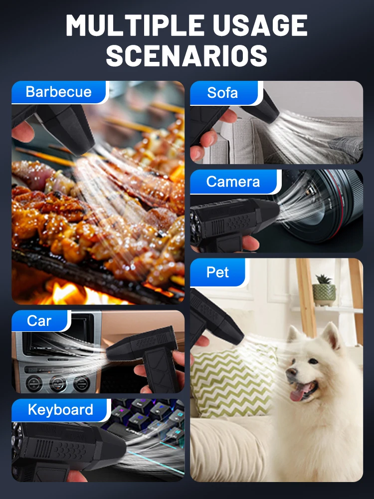 مروحة عنيفة 140000 RPM منفاخ هواء قوي فراغ منظف الغبار نوع-C شحن الرياح القوية 52 متر/الثانية فرش توربو منفاخ نفاث