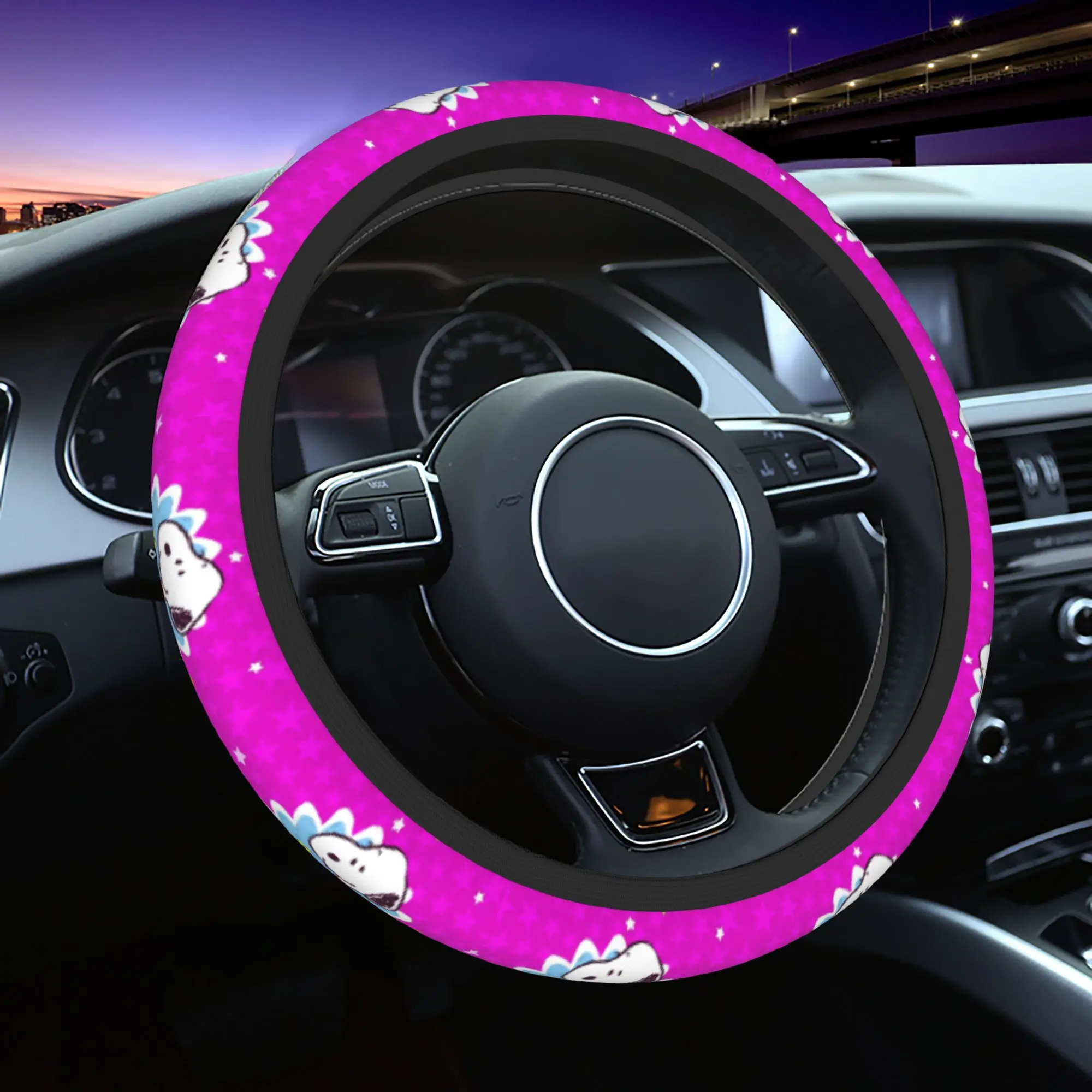 

37-38 Car Steering Wheel Cover Snoopys Woodstock Star Braid On The Steering Wheel Cover Car-styling Elastische Car Accessories