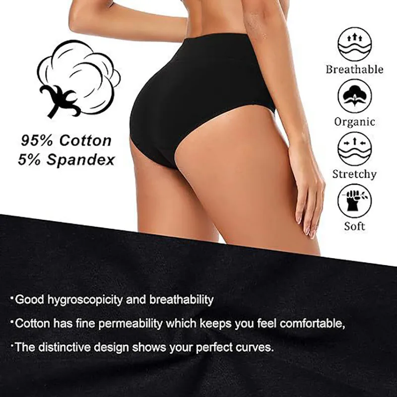 4Pcs/lot Women's Underwear High Waist Panties Cotton Plus Size Shaper Solid Color Breathable Abdominal Sexy Lingeries for Female