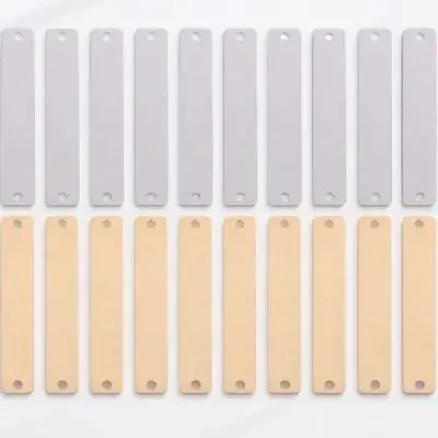 20 قطعة الفولاذ المقاوم للصدأ مستطيلة بار ختم قلادة فارغة DIY بها بنفسك مجوهرات الحرفية اكسسوارات ختم شريط فارغ قلادة أفقية #6