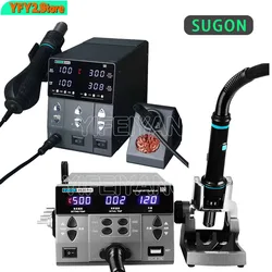 SUGON-pistola ad aria calda con Display digitale, stazione di rilavorazione BGA, stazione dissaldante per saldatura, ugello curvo, 8630Pro, 1300W, N202, 22