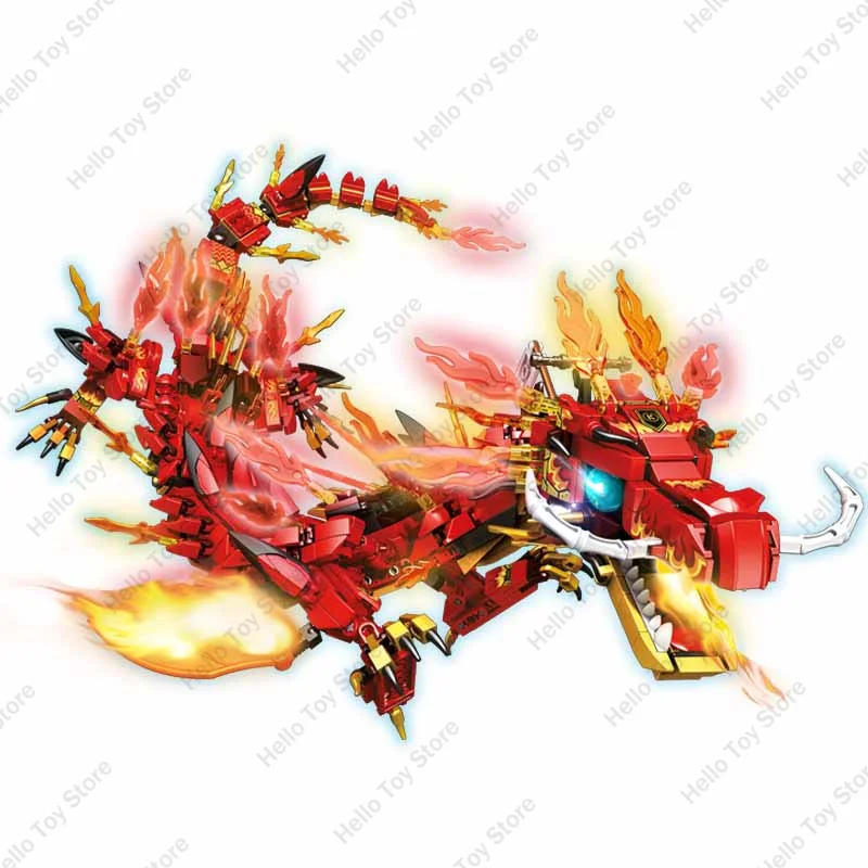 

2024 Ninja Legacy Fire Attack Dragon Model Building Blocks Action Figures Bricks Hot MOC Creative Expert Kids Toys for Boys Gift