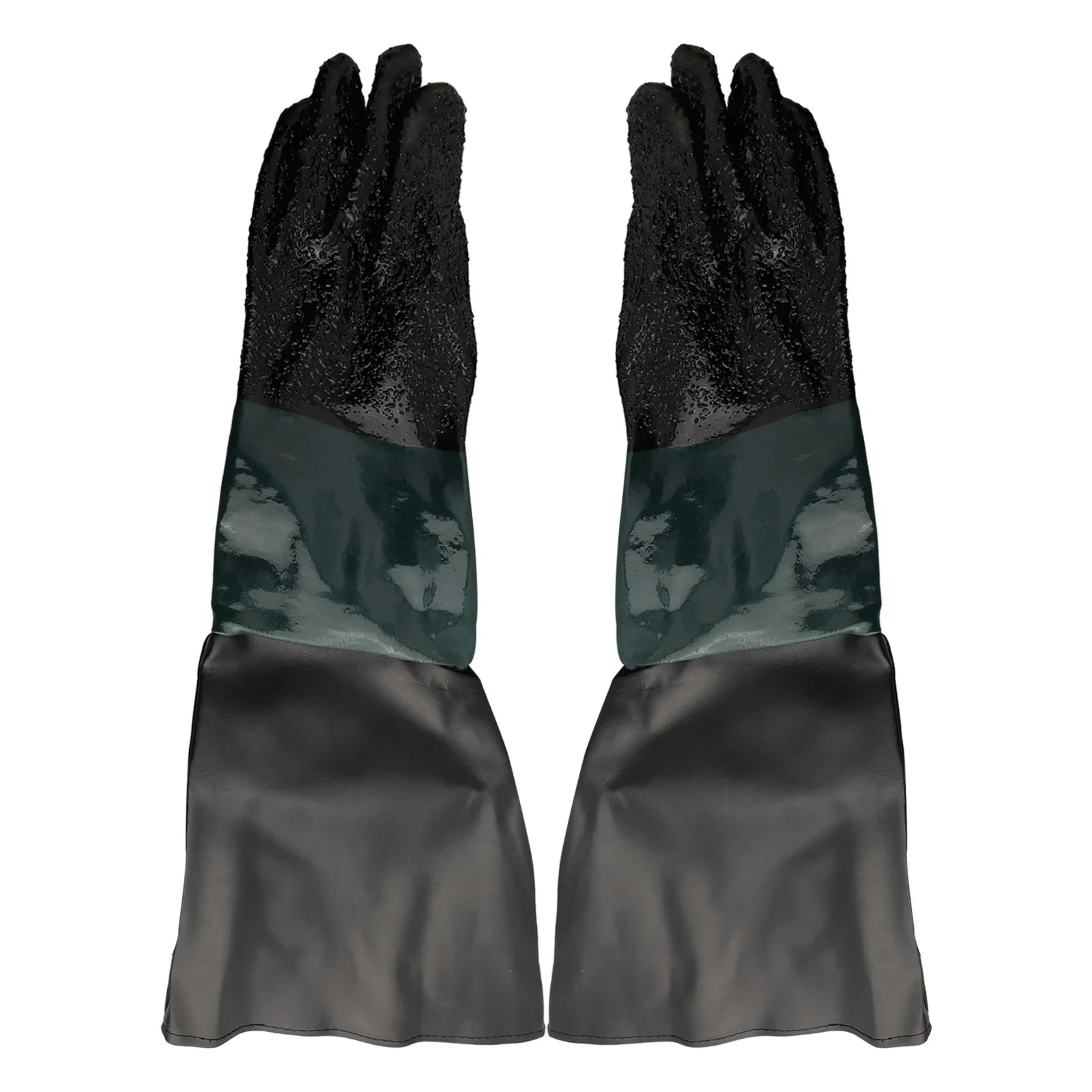 Sandblasting Gloves Sand Blasting Glove 1 Pair For Heavy-Duty Sandblasting Green + Black PVC+Cotton Work Gloves