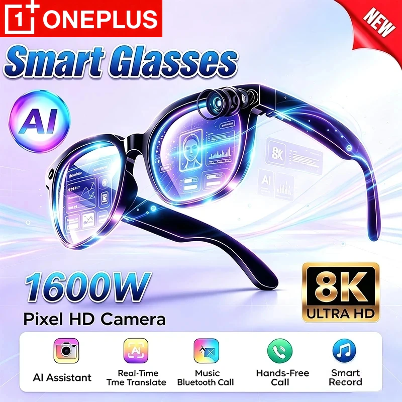 Oneplus AI Smart Glasses 1600W HD Camera Bluetooth Glasses Language Translation Calling Voice Assistant Adults Sunglasses New