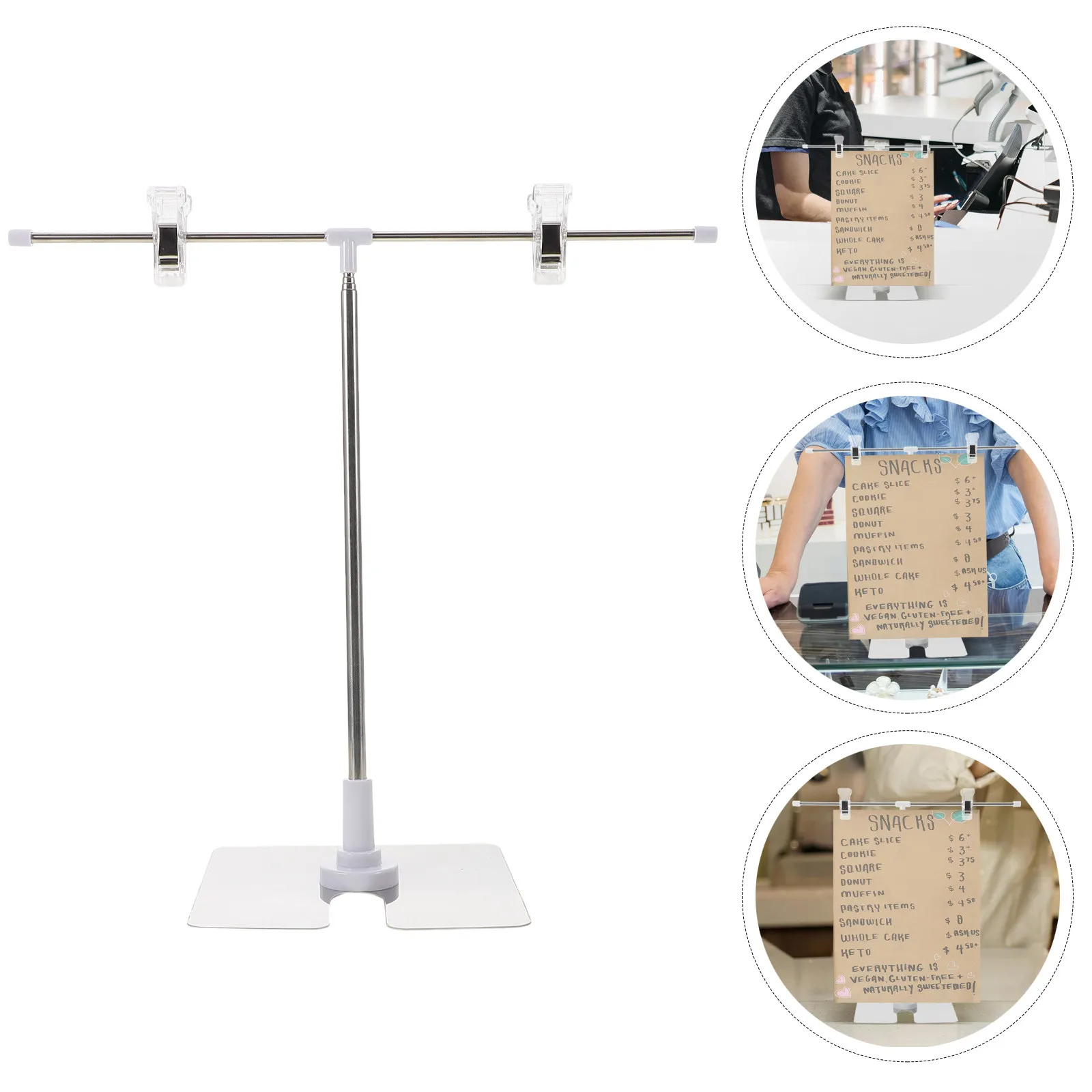 Adjustable Stainless Steel Banner Holder Desktop Poster Stand Advertising Rack Tabletop Poster Display for Retail Stores