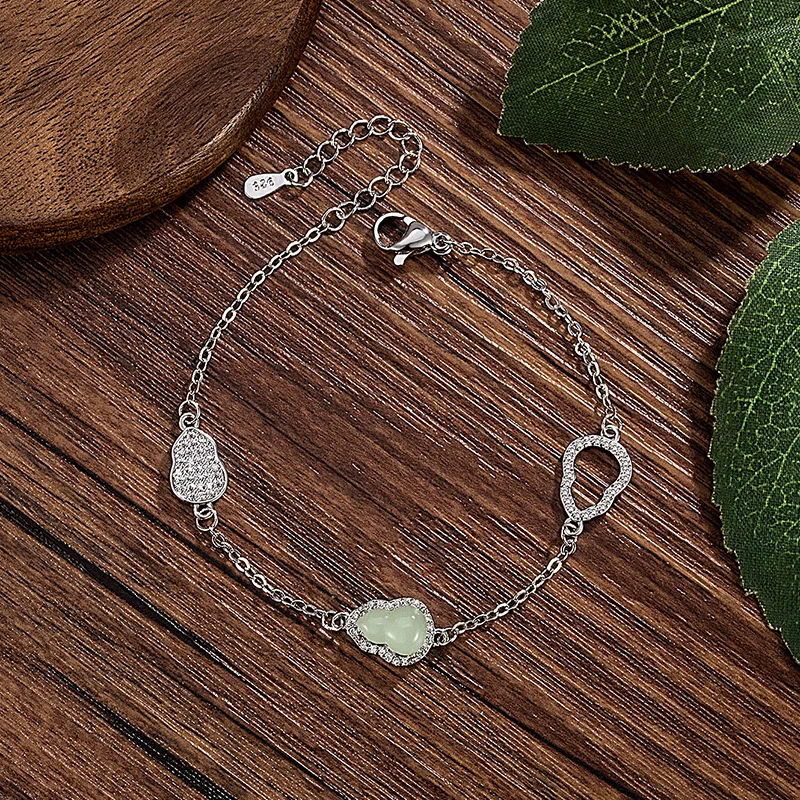 New Zircon Hollow Out Jade Gourd Bracelet For Women National Style Temperament 925 Silver High Level Handwear KOFSAC