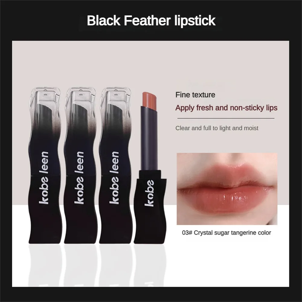 1/2/3/5/6pcs Mirror Lip Glaze Plump Lips Black Feather Lipstick Makeup Cosmetics Red Lip Tint Portable Solid Lip Honey Lipstick