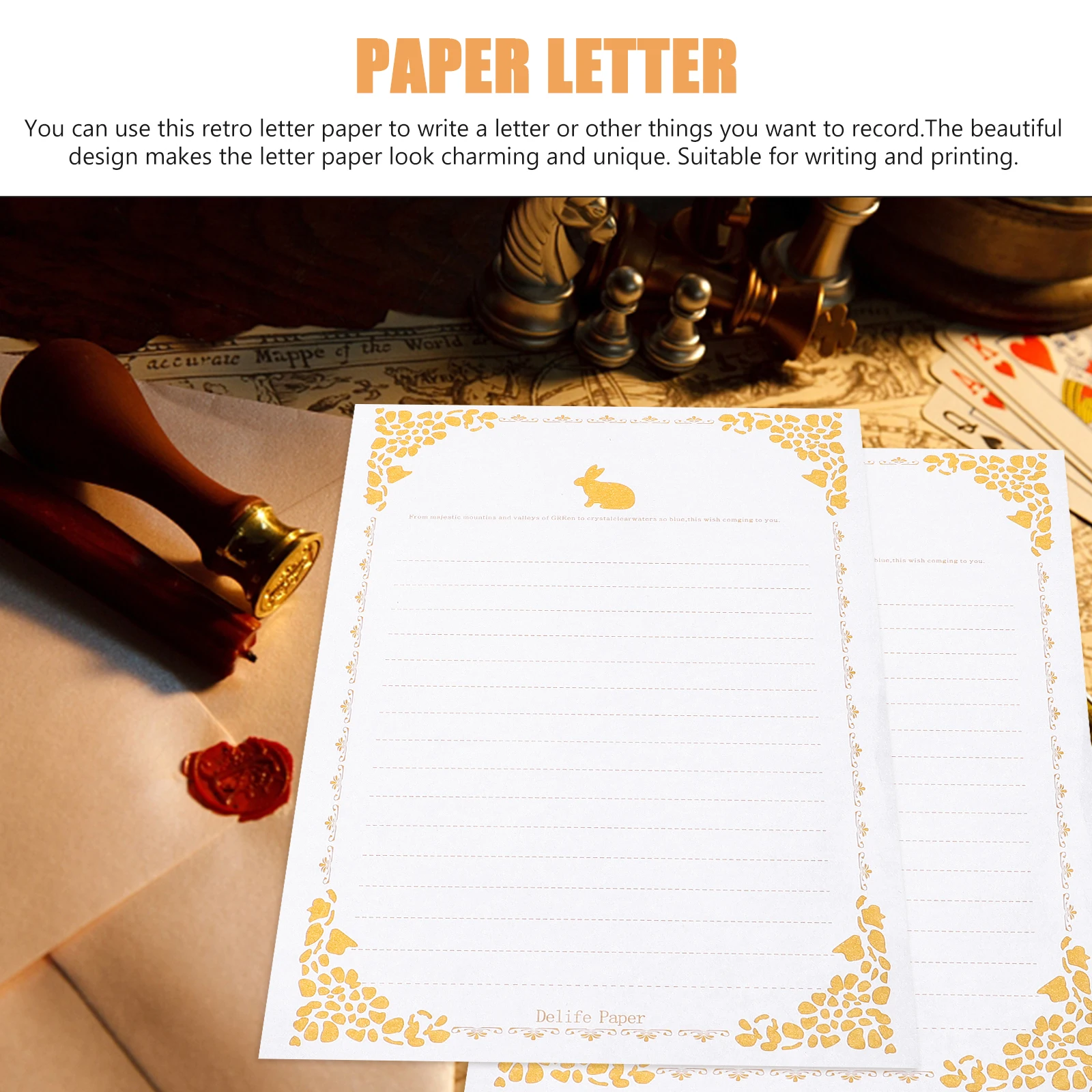 

20 Sheets Kraft Paper Writing Papers Horizontal Lines Writing Paper For Invitation Supplies Vintage Letter Stationery Decor