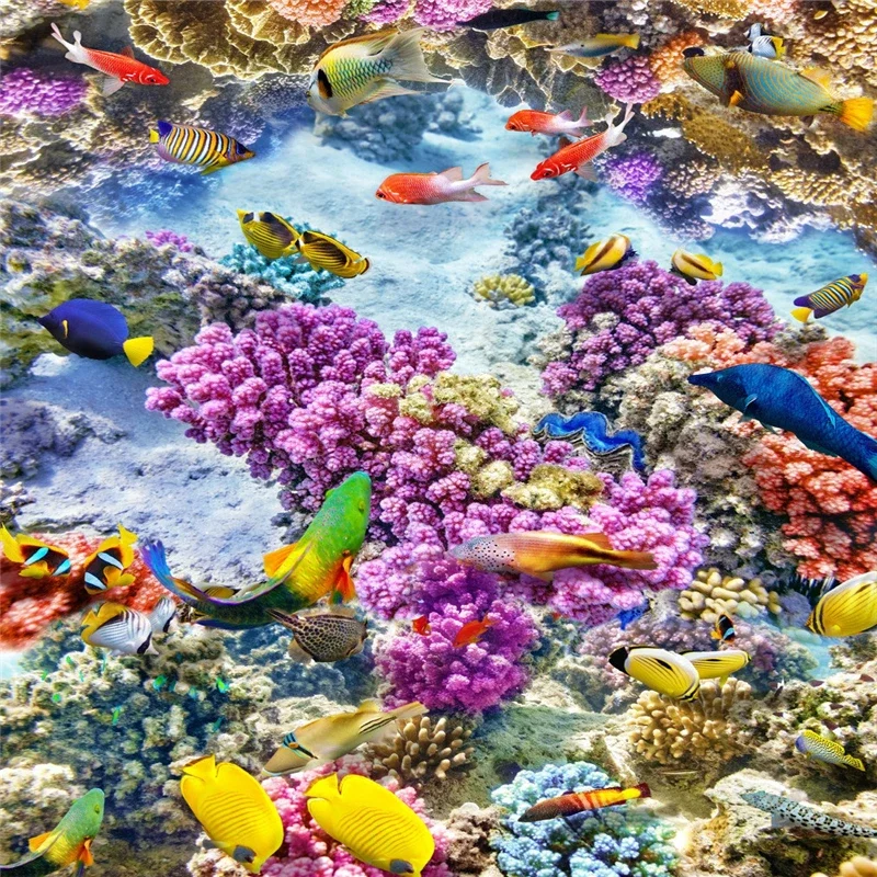beibehang Biological coral Waterproof Bathroom Floor painting kitchen balcony PVC Wall paper Self Floor mural 3D wall sticker