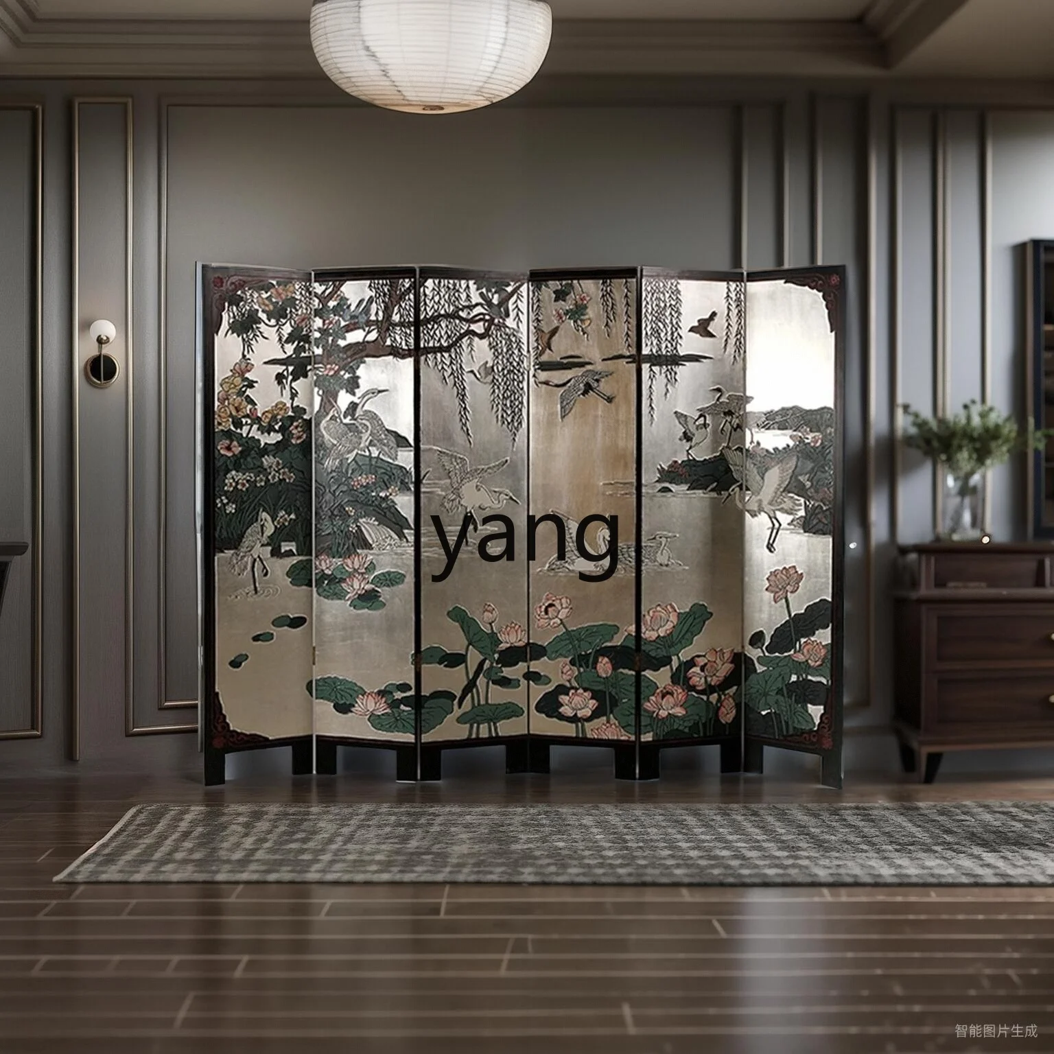 LH   new Chinese screen partition folding living room entrance wall mobile office screen foil