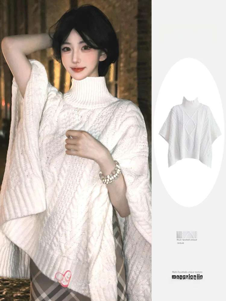 

Высококачественный женский вязаный свитер Autumn Faion, мягкий ленивый высокий воротник, пряжа, шило, удобная посадка, новинка ...