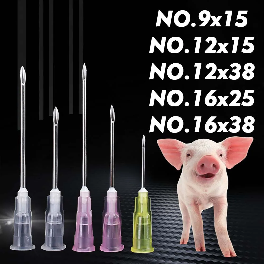 200pcs Disposable Syringe Pinhead Dispensing Needles Vaccine Injection Medication Tube for Livestock Farm Animal Veterinary Tool